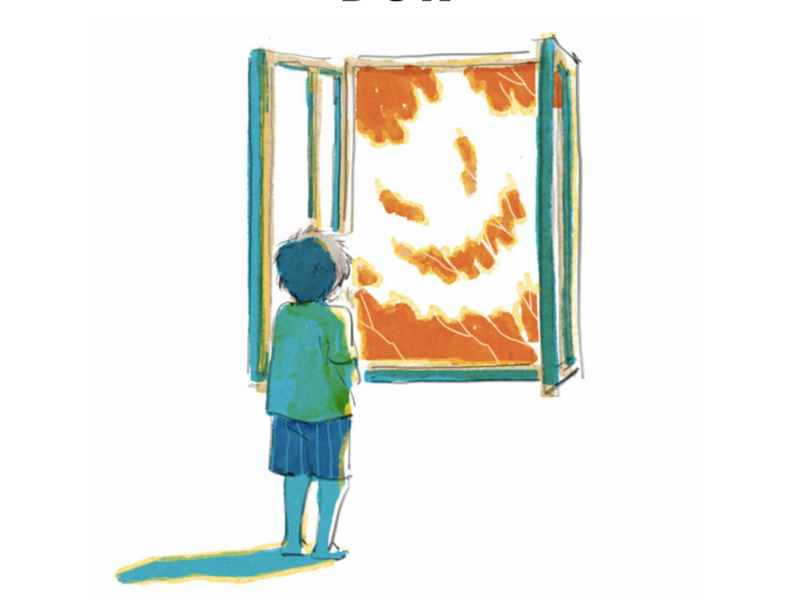 illustration of a child looking out a window