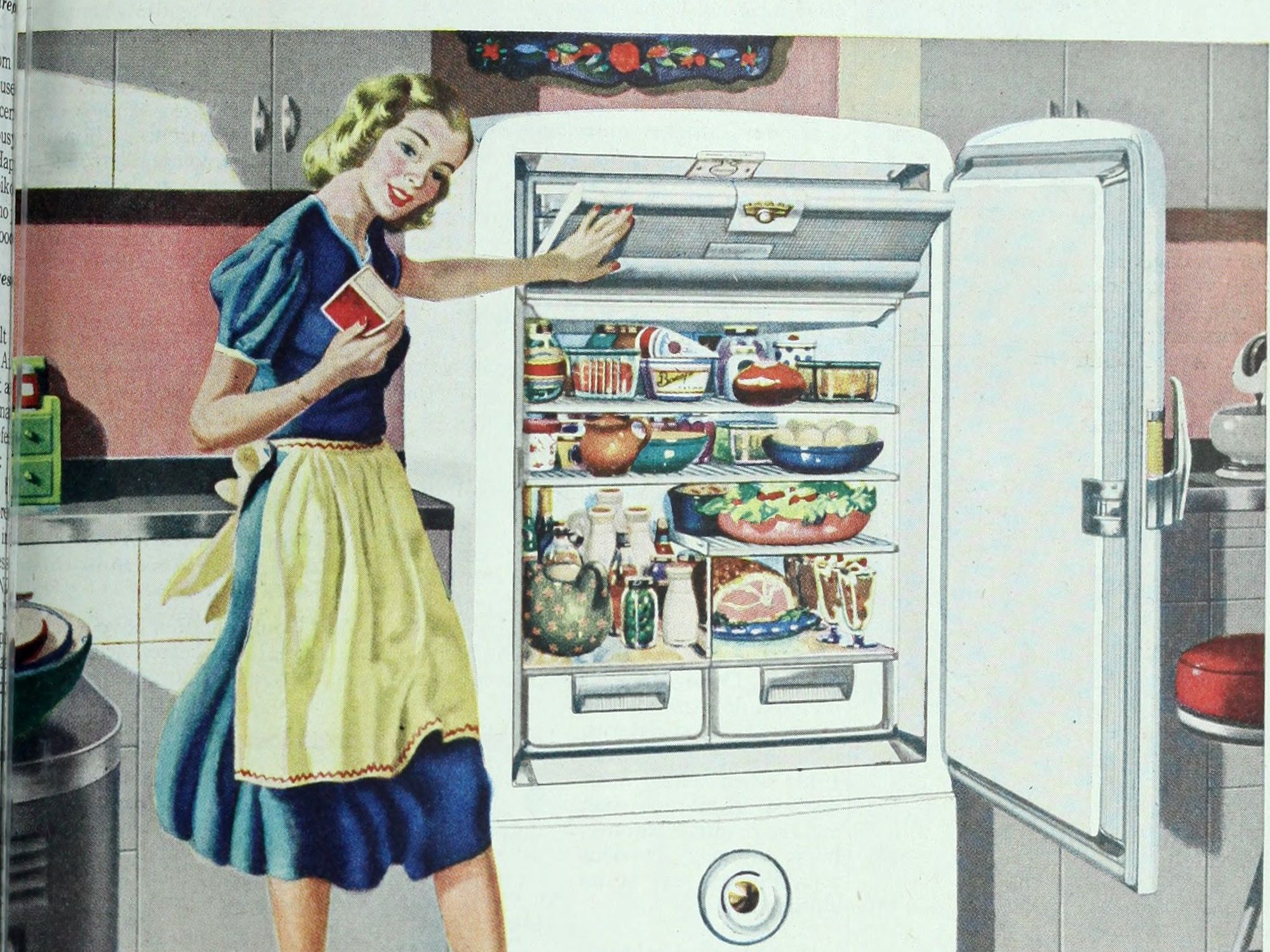 Illustration of a stereotypical 1950s house wife excerpted from a