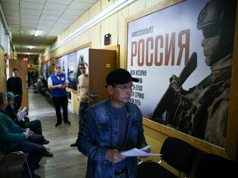 Image of a Man waiting in line at Military Employment Office of the Russian Armed Forces​