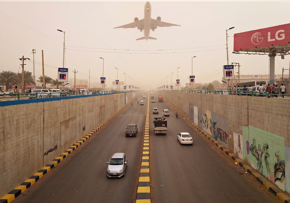 Image of a road with cars in Khartoum, Sudan.