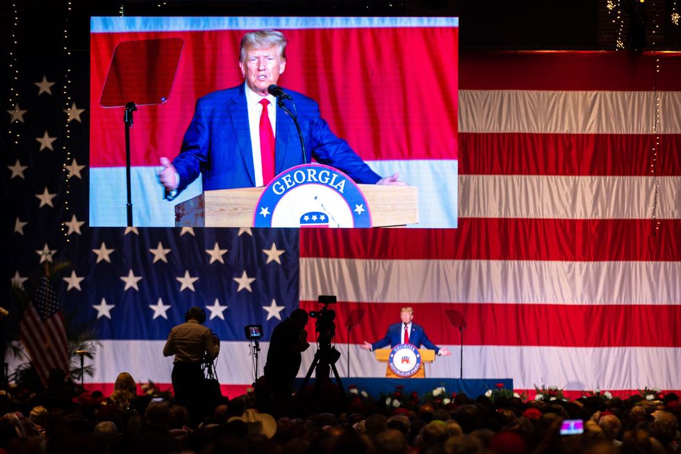 Image of Donald Trump speaking at the Georgia GOP convention in Columbus, Georgia in June​