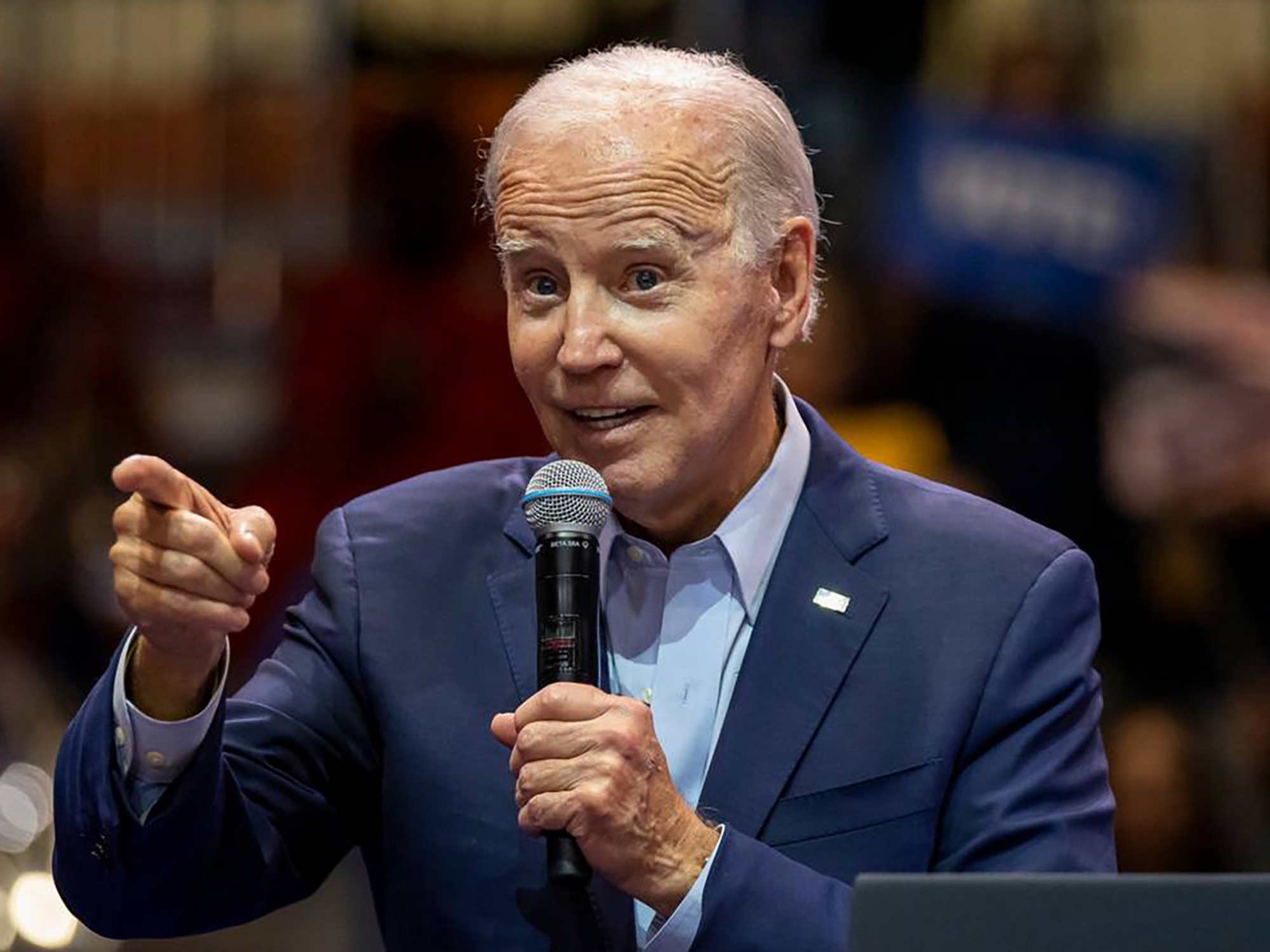 Image of ​ President Joe Biden speaks during a political rally at Florida Memorial University.