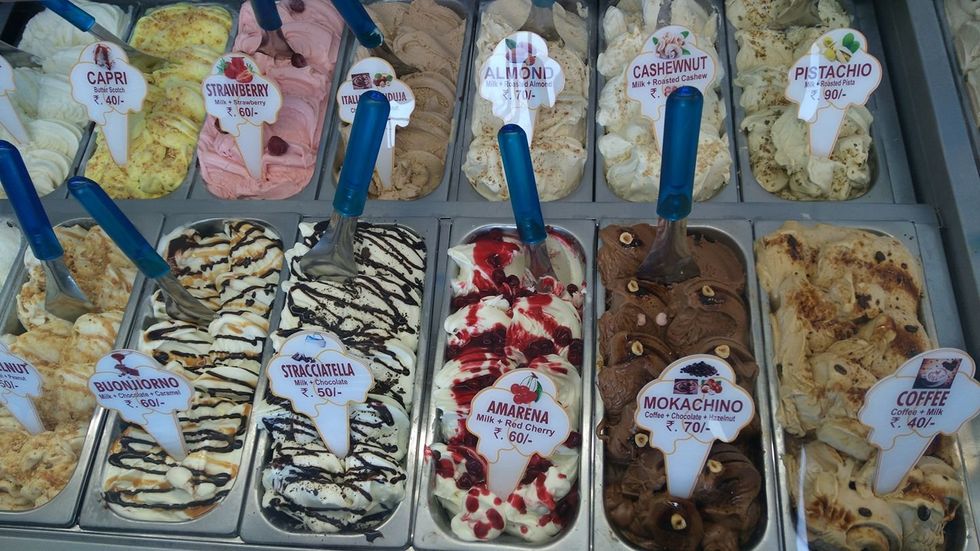 Image of ​Some displayed flavors at Gelateria Montecatini Terme