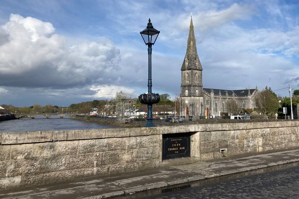 Image of ​The Cathedral of St. Muredach standing on the banks of the Moy River.