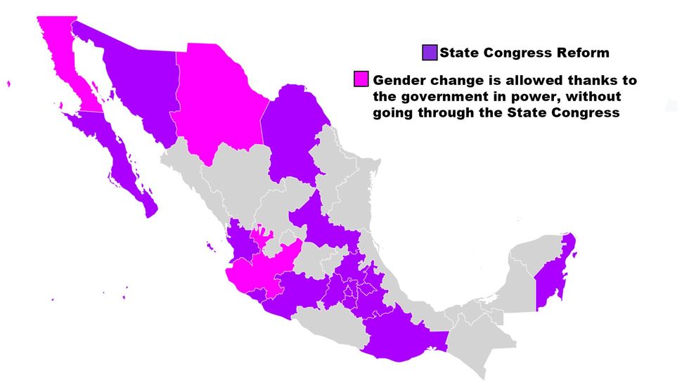 Image of Legislation on gender change in official documents by federal entity