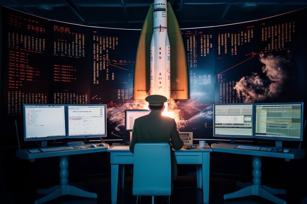 Image of North Korean soldier working on a nuclear weapon.