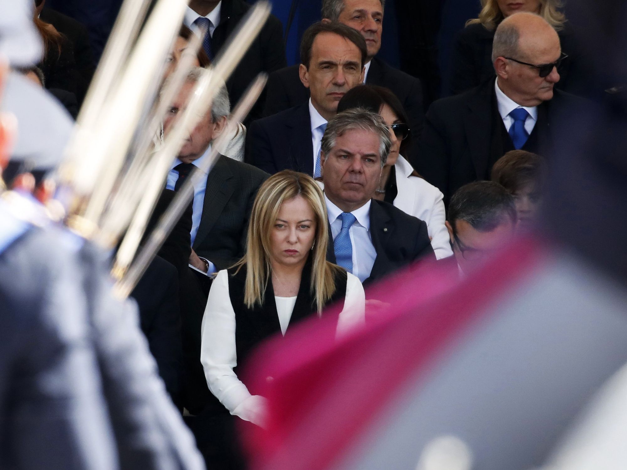Image of Prime Minister Giorgia Meloni at the Ceremony for the 171st Anniversary of the foundation of the State Police, on the Pincio terrace in Rome​