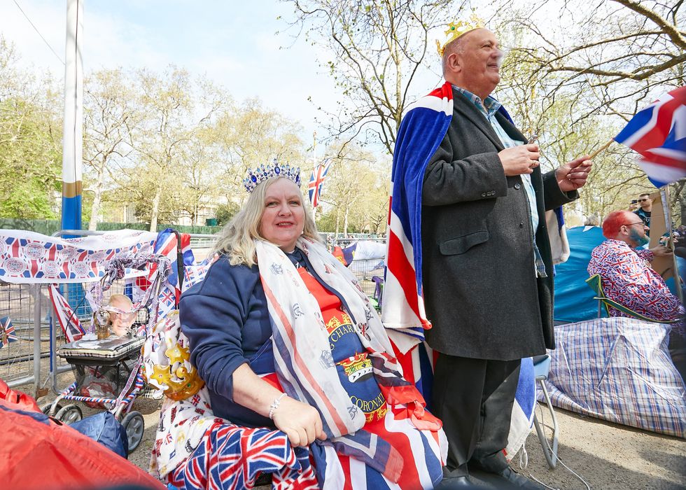 Image of Royal fans set up camp in London ahead of the May 6 coronation of King Charles III.