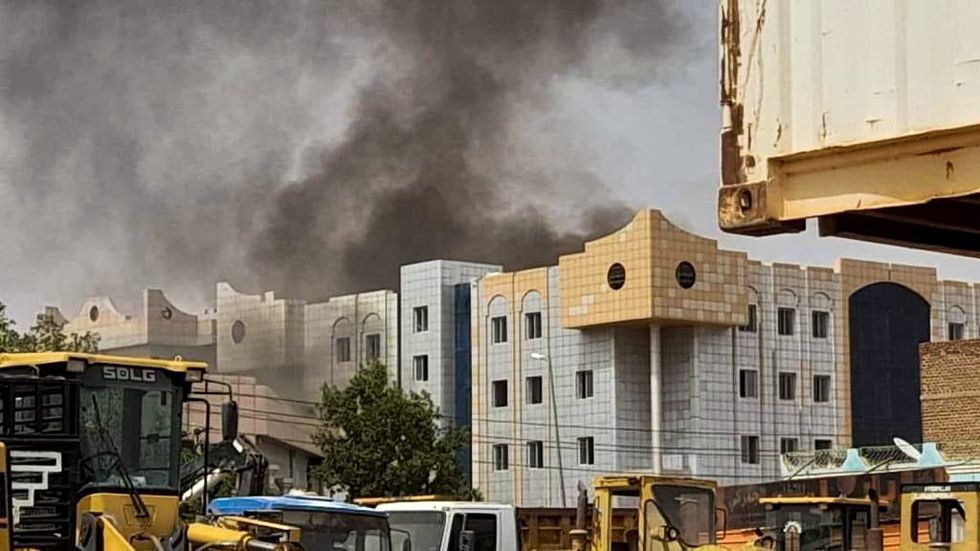 Image of smoke and destruction the city of Al Fasher in North Darfur.