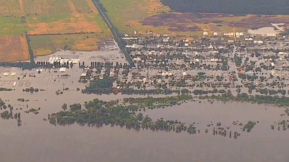 Image of the flooded area near the Kakhovka Hydroelectric Power Plant in the Kherson region