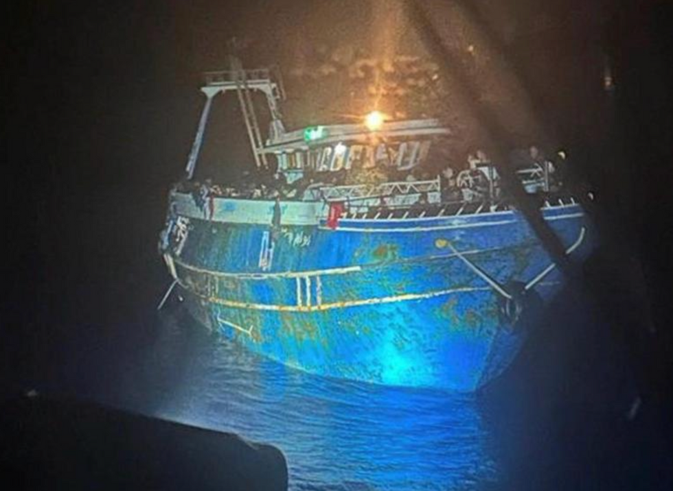 image showing the migrant ship shortly before the disaster occurred.