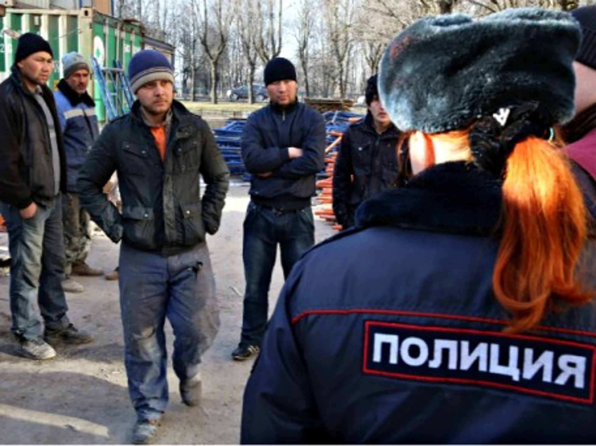 Immigration officer conducting a search in St. Petersburg, Russia