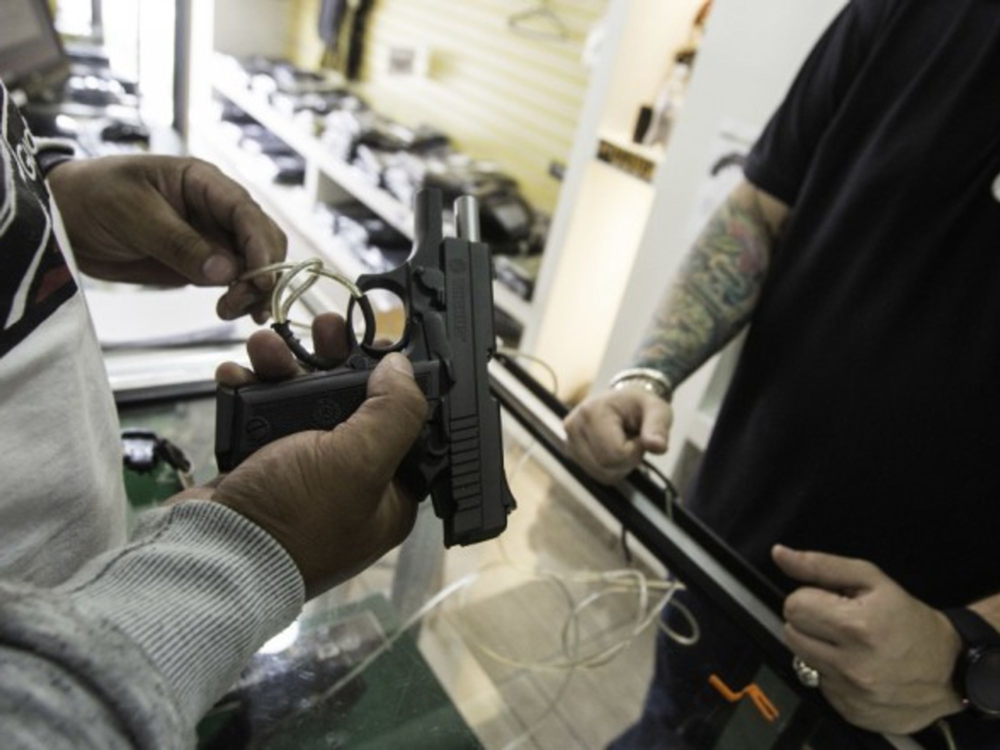 In a gun shop in Sao Paulo