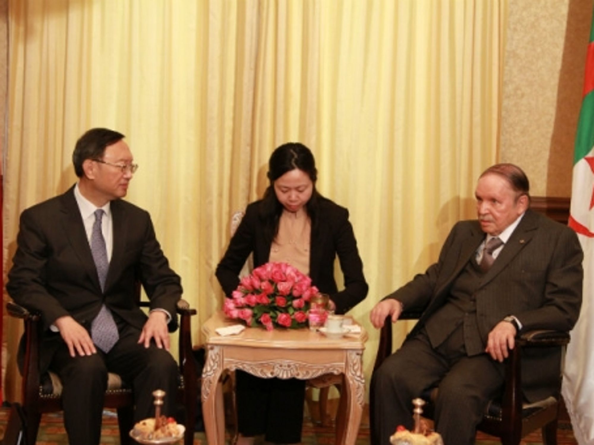 In a rare appearance, Algerian President Abdelaziz Bouteflika meeting last February with Chinese State Councilor Yang Jiechi.