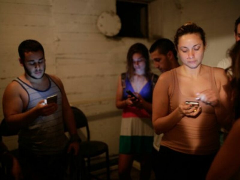In a shelter in Tel Aviv earlier this month