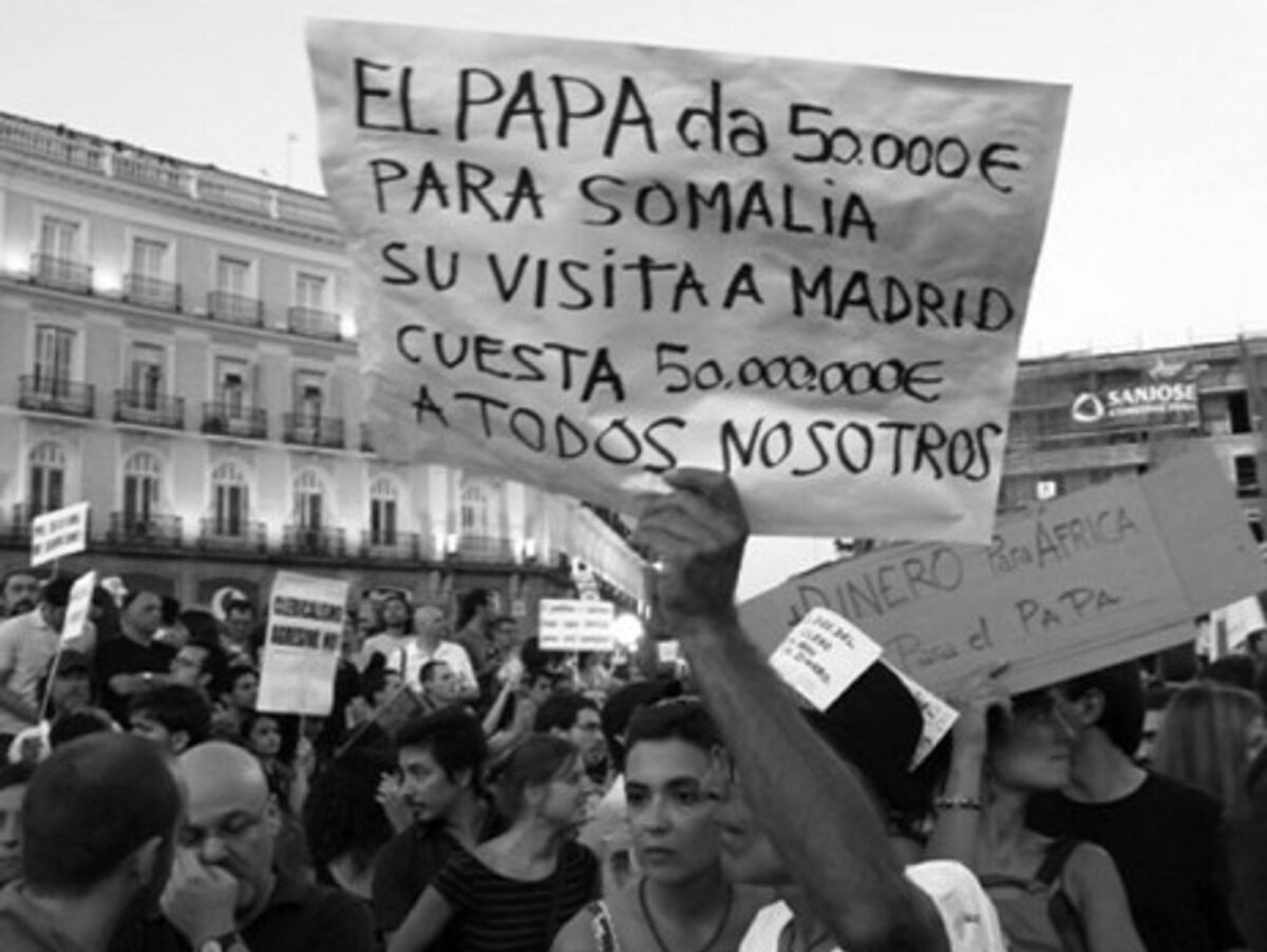 In Protests Against The Pope, Evidence Spain’s Youth Are Losing Faith And Patience