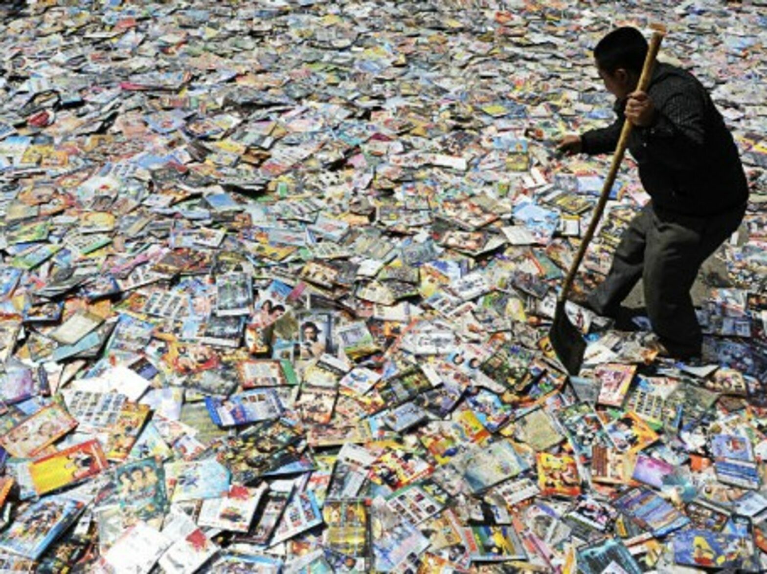 In this file photo, pirated DVDs in China are set to be destroyed.