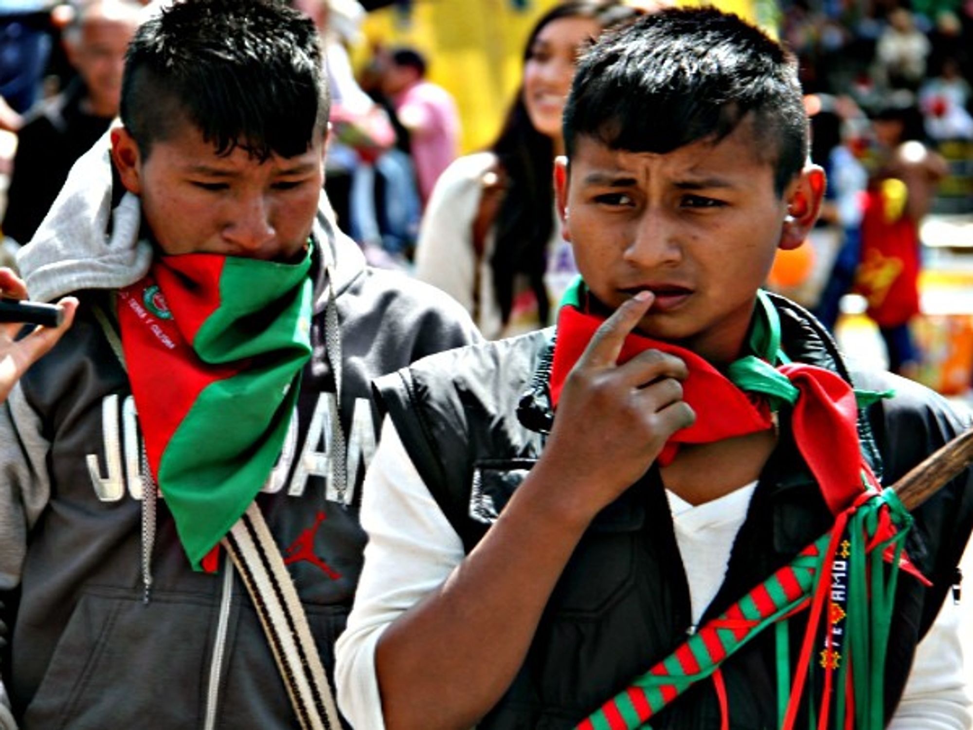 Indigenous children in Colombia protest in Bogota in November 2015
