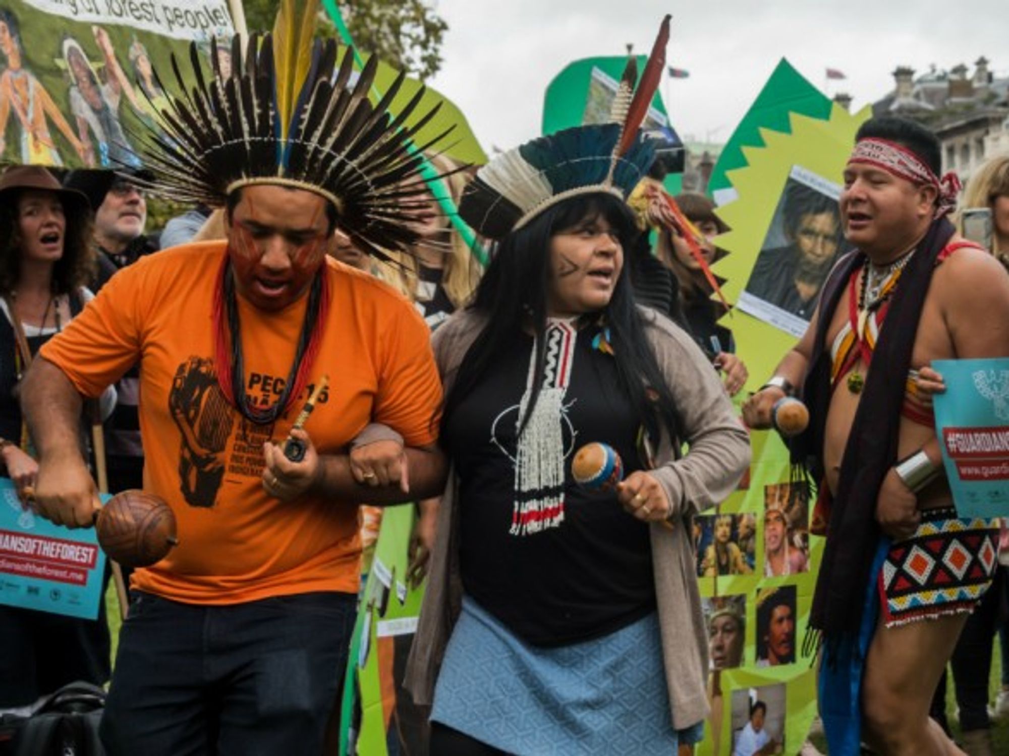 Indigenous leaders protesting in London