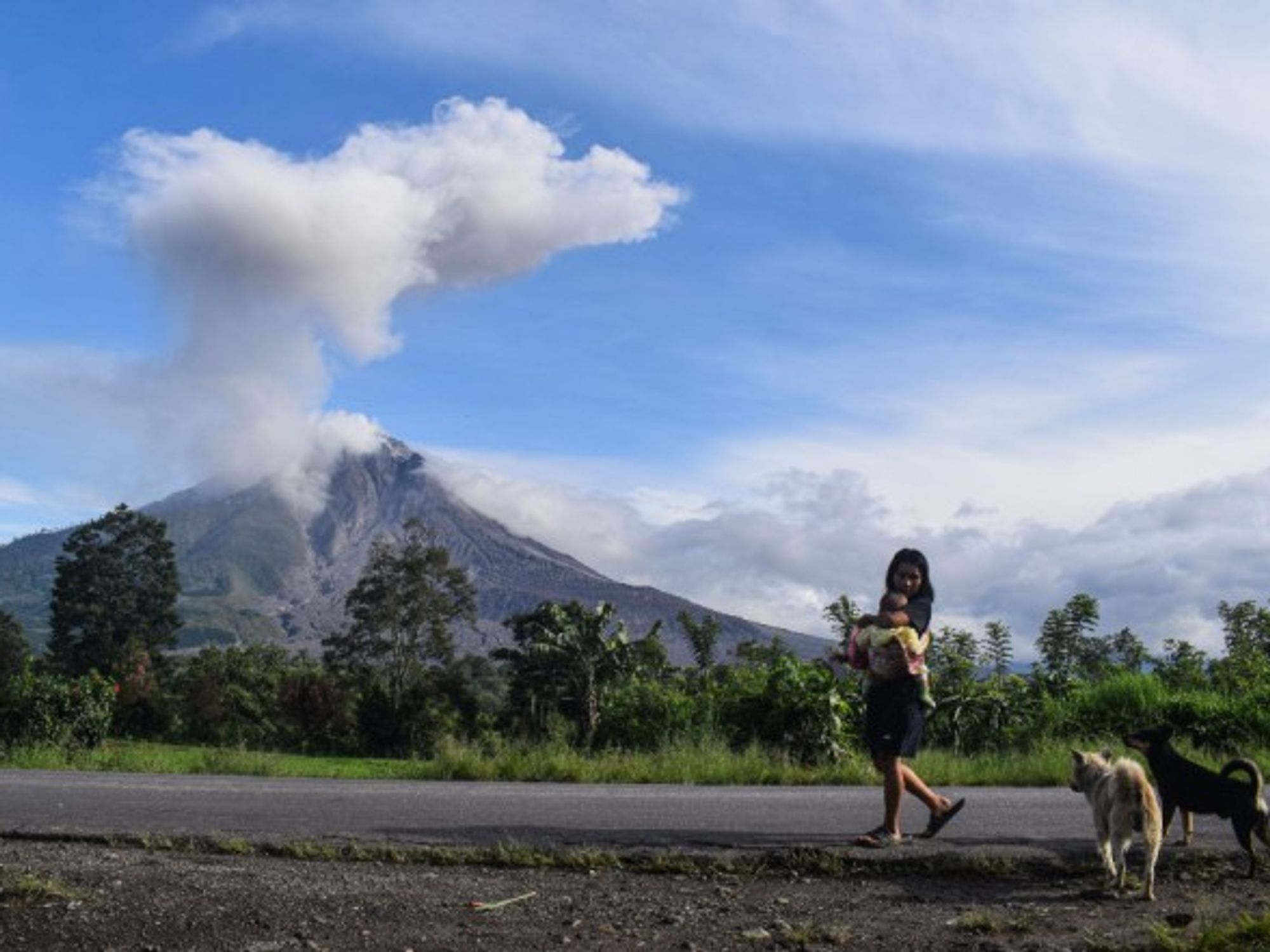 Indonesia’s volcano Mount Sinabung in North Sumatra erupted several times on Tuesday, shooting ashes up to 1,000 meters above its peak.