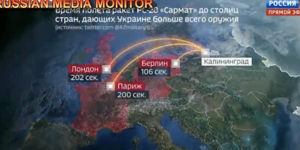 Infographic of Russian nuclear attack in Europe
