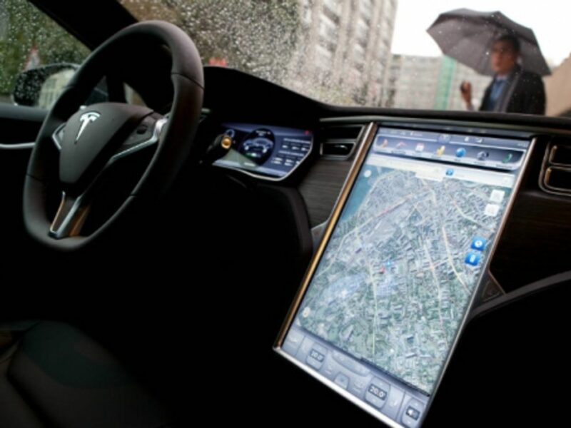 Inside a Tesla in Geneva