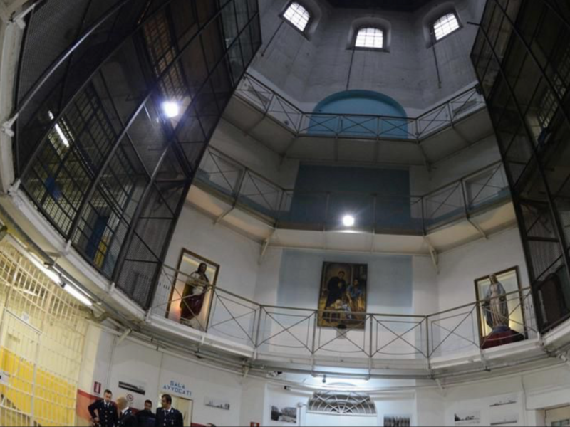 Inside Canton Mombello prison in Brescia.
