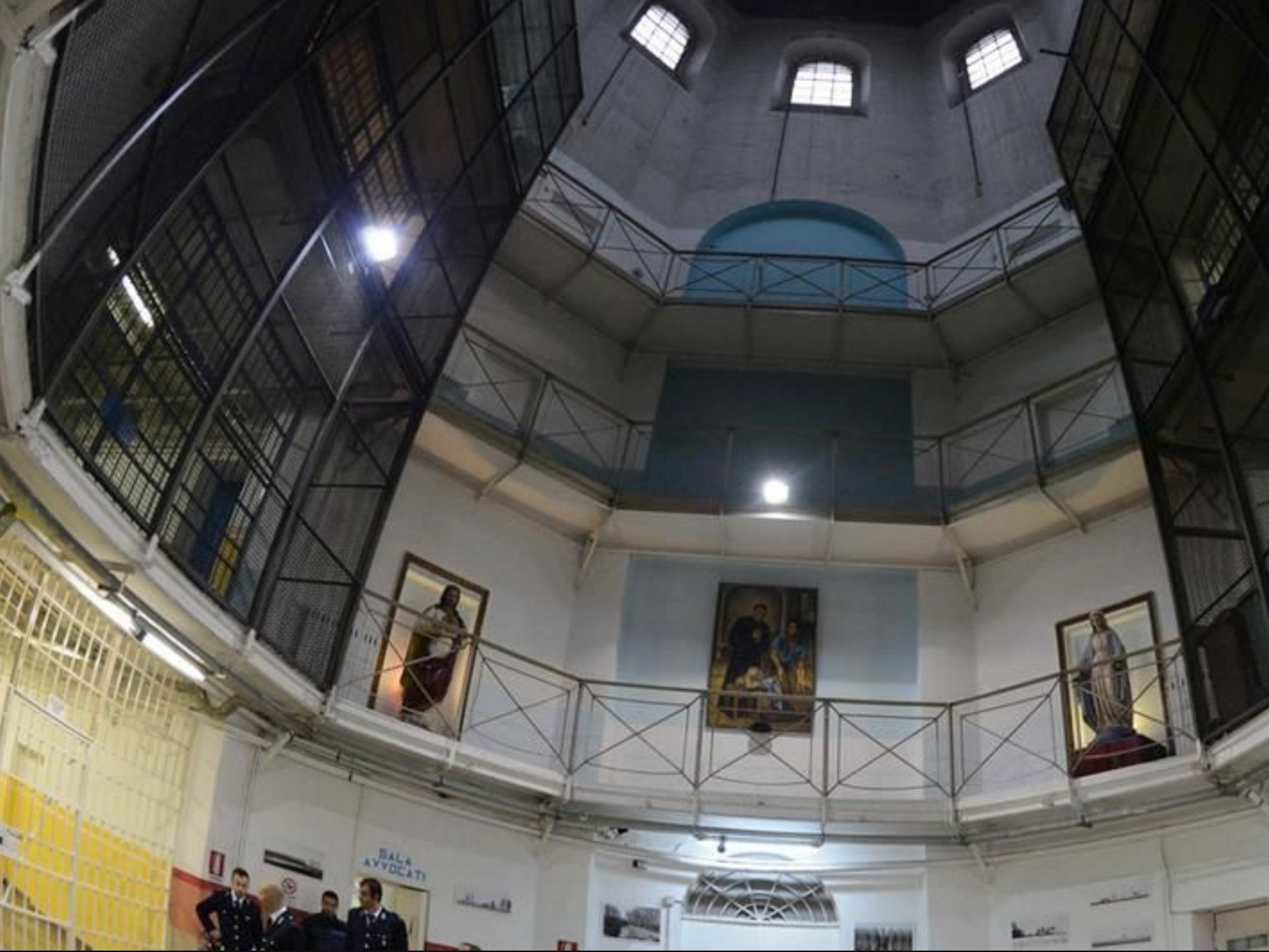 Inside Canton Mombello prison in Brescia.