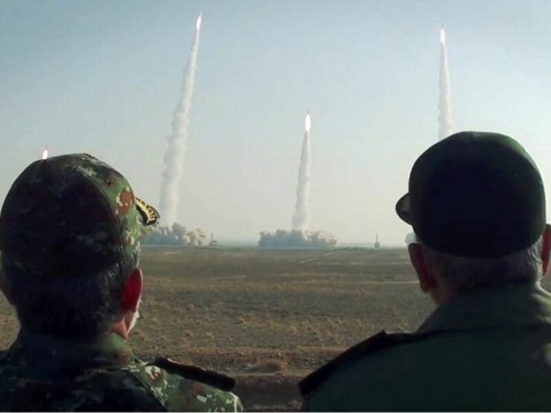 Iran's Revolutionary Guard holding a missile drill