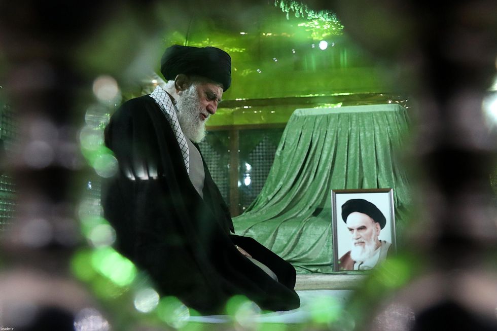Iran's Supreme Leader Ayatollah Ali Khamenei visiting the mausoleum of Ayatollah Ruhollah Khomeini in 2020