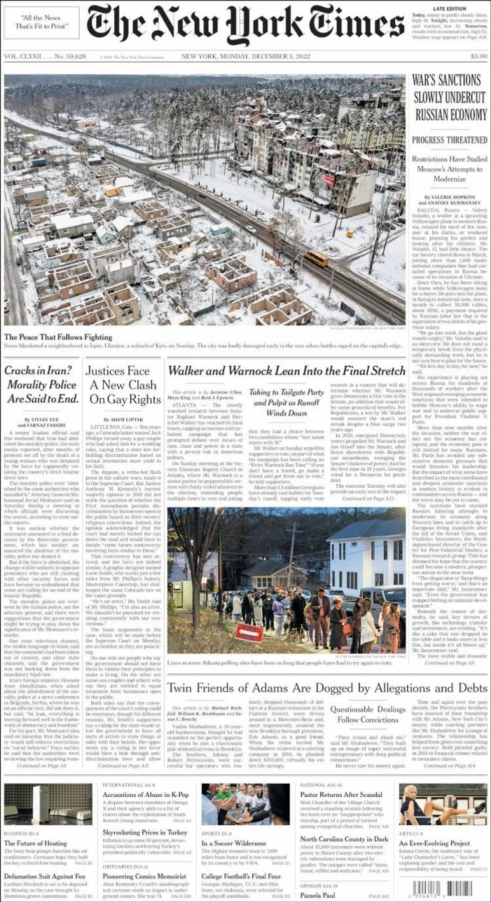 Irpin’s Snow-Covered Ruins On NYT Front Page