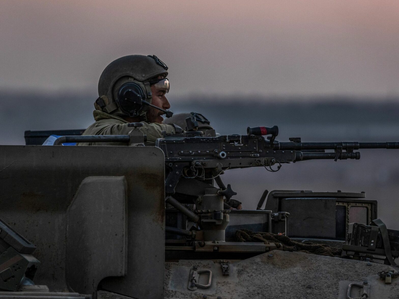 Israel, Sderot: Israeli soldiers on a tank are seen near the Israel-Gaza border.