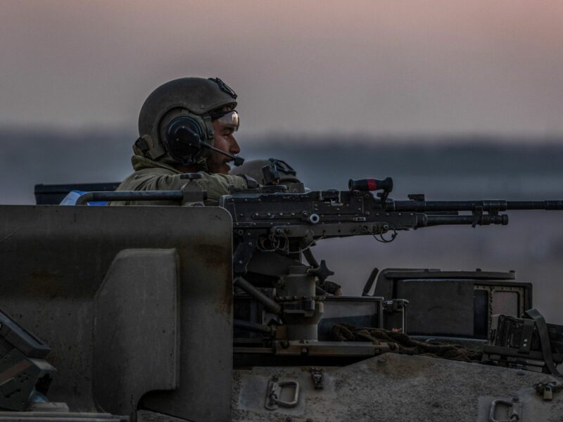 Israel, Sderot: Israeli soldiers on a tank are seen near the Israel-Gaza border.