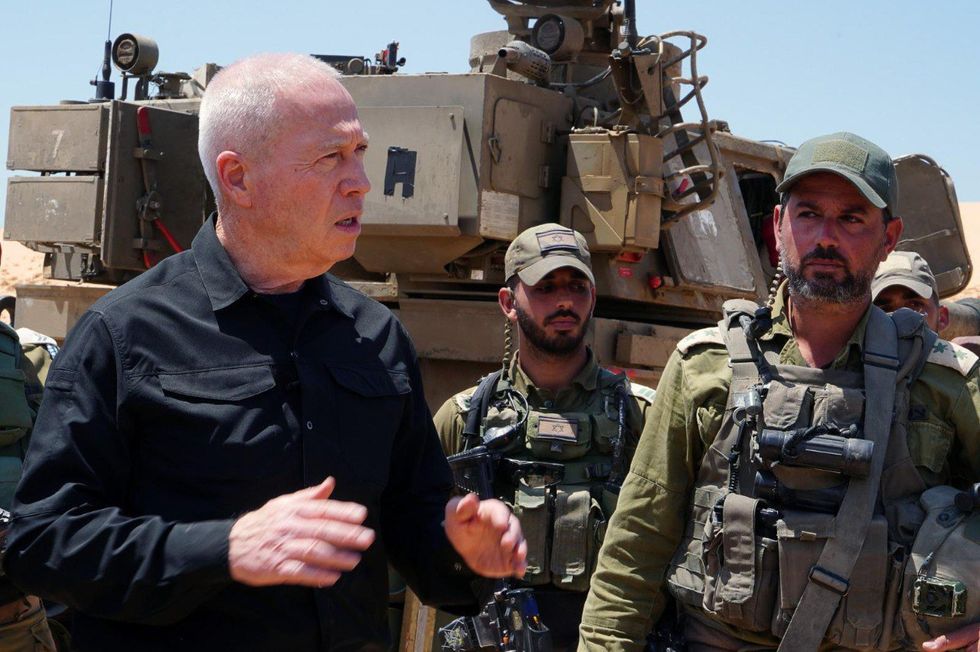 Israeli Minister of Defense YOAV GALLANT visits an artillery battery providing fire support to IDF troops operating in the Rafah area.