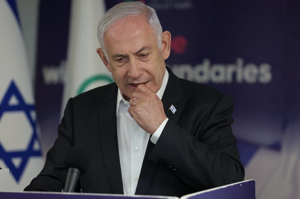 Israeli Prime Minister Benjamin Netanyahu holds a press conference at the Sheba Tel-HaShomer Medical Centre.