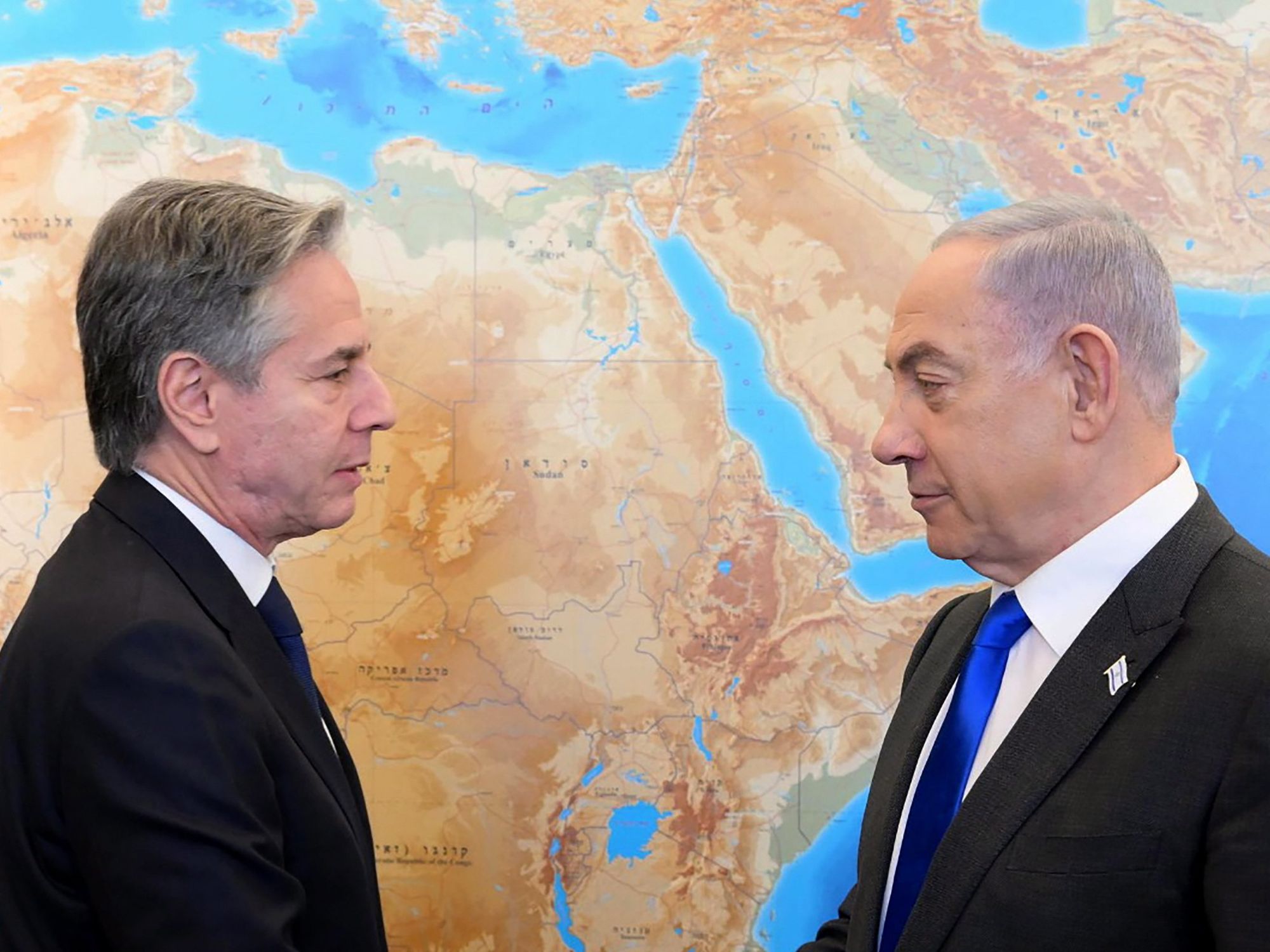 Israeli Prime Minister Benjamin Netanyahu meeting with US Secretary of State Antony Blinken.