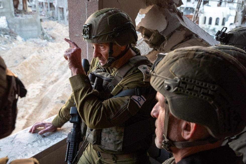 Israel's military chief Herzi Halevi makes an inspection near the site where Hamas leader Yahya Sinwar was killed in the Gaza Strip, Oct. 17, 2024. The Israel Defense Forces (IDF) and the Israel Security Agency (ISA) jointly confirmed Thursday that Hamas leader Yahya Sinwar was killed in the Gaza Strip by Israeli soldiers on Wednesday.