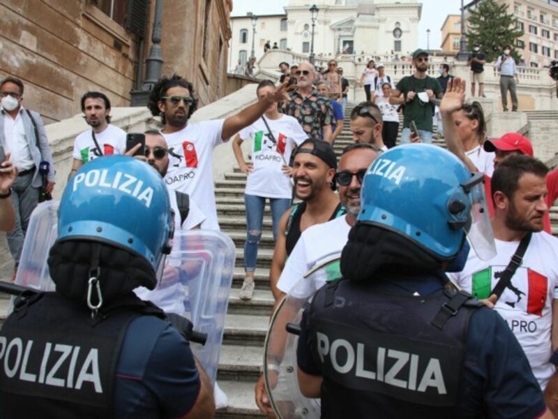 Italy's decision to introduce a COVID-19 vaccine passport sparked angry demonstrations across the country, like here on Rome's touristic Spanish Steps