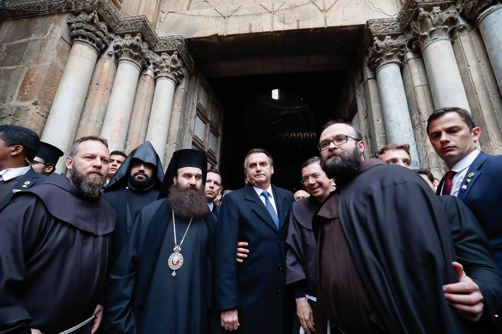 Jair Bolsonaro visiting the church of the Holy Sepulchre in Jerusalem in 2019