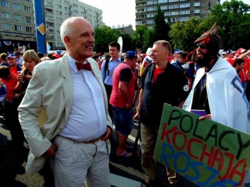 Janusz Korwin-Mikke (left) has a "hit parade" of inappropriate comments