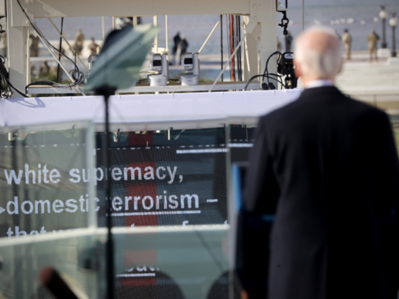 Joe Biden and his inauguration teleprompter