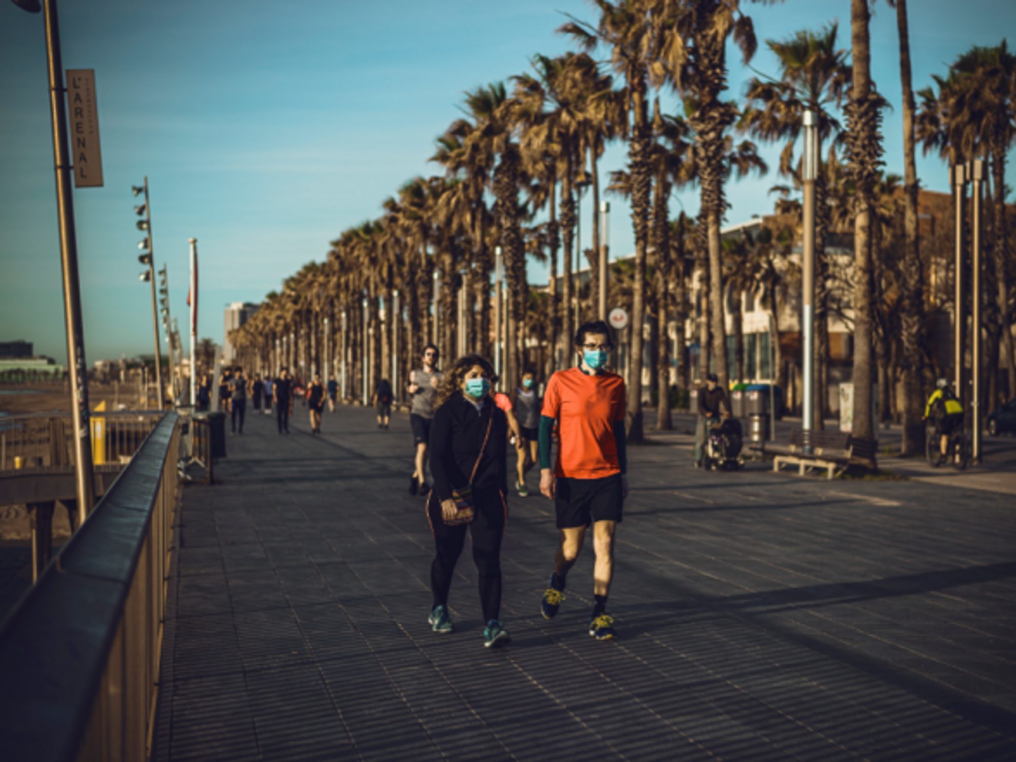 Joggers in Barcelona on May 3