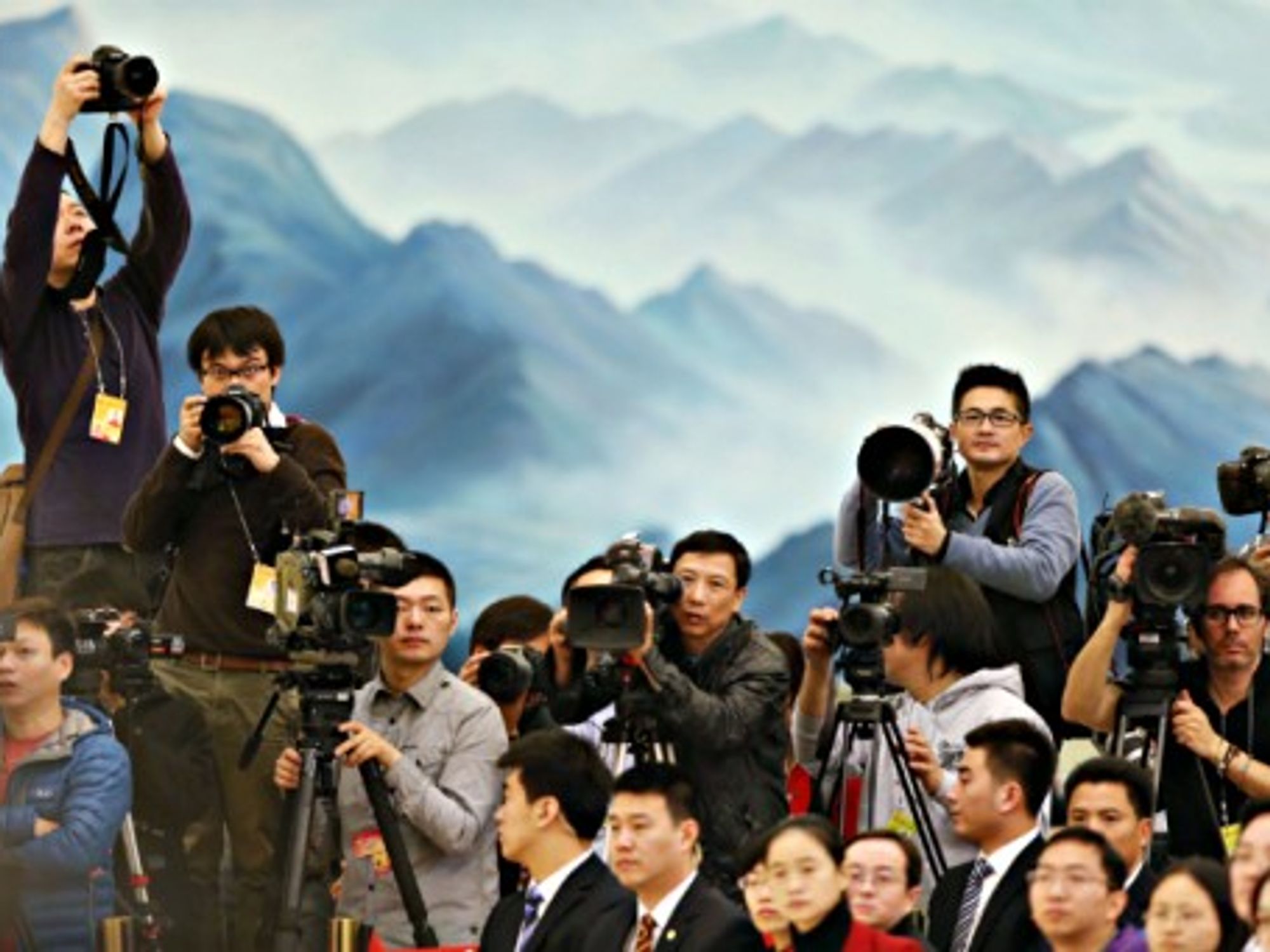 Journalists at the second annual session of China's 12th National People's Congress, in March 2014.