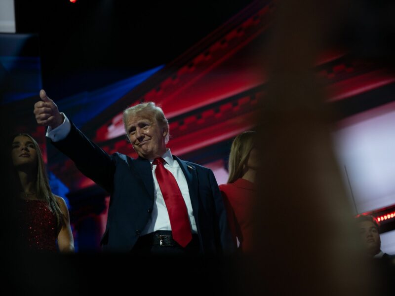 July 18, 2024, Milwaukee, Wisconsin, USA: Former US President Donald J Trump speaks at the Republican National Convention in Milwaukee, Wisconsin at the Fiserv Forum on Thursday, July 18, 2024. Monday night was Trump's first appearance since a rally in Pennsylvania, where he sustained injuries from an alleged bullet grazing his ear. Trump recounted the story in his speech, and also talked about Biden, immigration, and other topics (Credit Image: © Annabelle Gordon/CNP via ZUMA Press Wire)