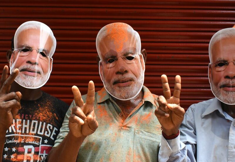 June 10, 2024, Kolkata, West Bengal, India: Bharatiya Janata Party (BJP) activists celebrate in front of the state BJP headquarters in Kolkata ahead of Narendra Modi's swearing-in as Prime Minister. (Credit Image: © Sayantan Chakraborty/Pacific Press via ZUMA Press Wire)