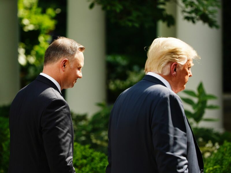 June 24, 2020, Washington, District of Columbia, USA: US President Donald J. Trump and Polish President Andrzej Duda (L) depart after holding a joint press conference in the Rose Garden of the White House in Washington, DC, USA
