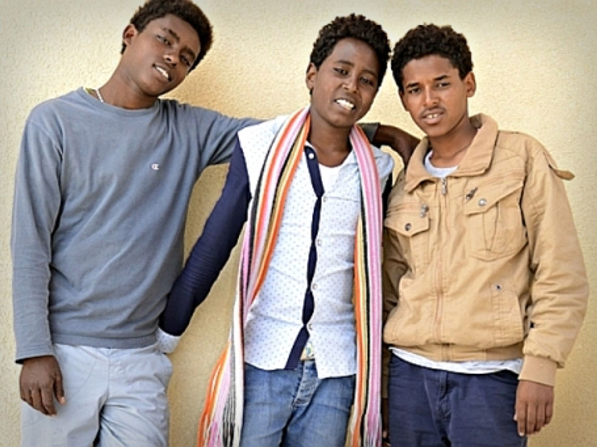 Kalab, Jon and Simon, young Eritrean migrants