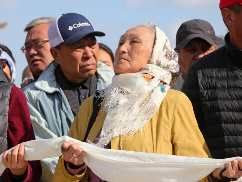 Kalmyks attend the unveiling ceremony of a Buddha statue