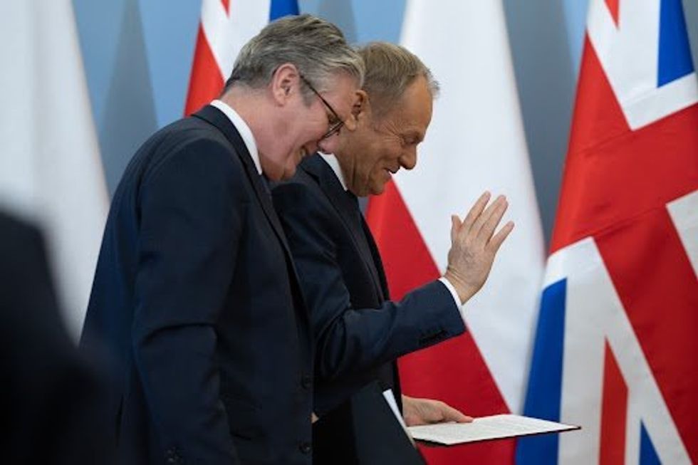 Keir Starmer and Donald Tusk meeting in Warsaw, Poland, on Jan. 17.