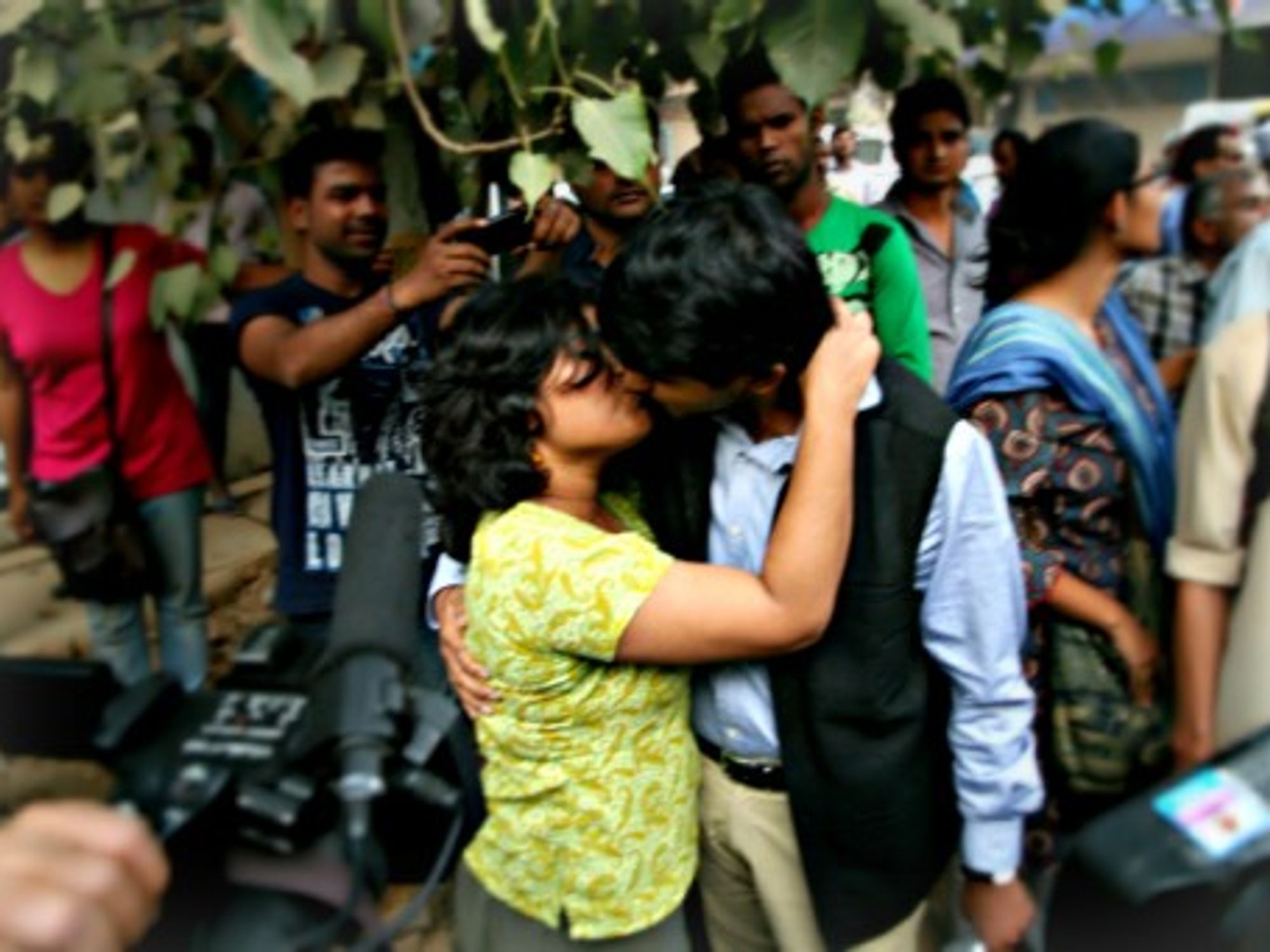 "Kiss of Love" protesters in New Delhi on Nov. 8